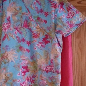 Scrubs Tropical Print Top and Pink Pants